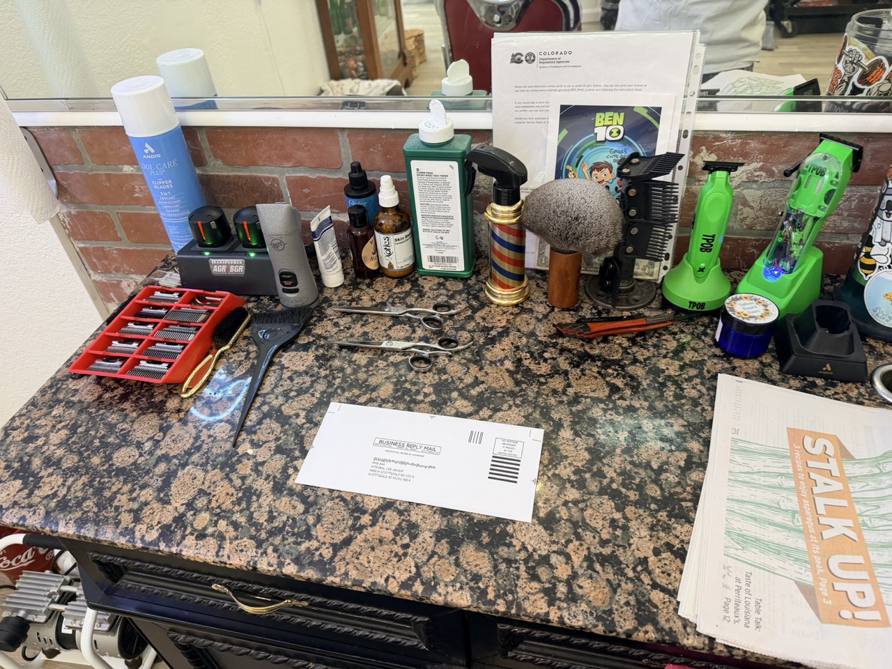 Barbershop interior with vintage chairs and decor